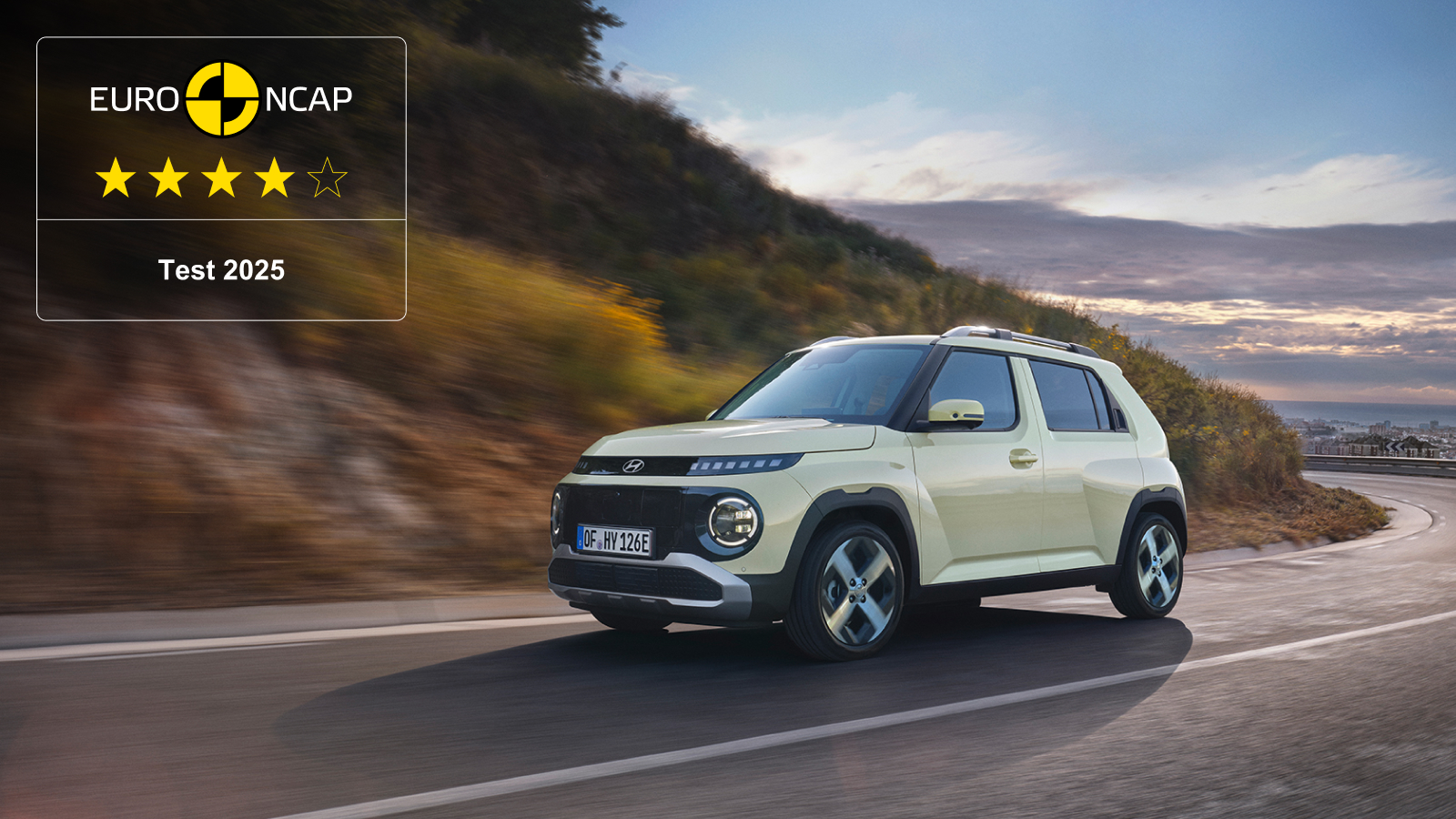 Hyundai INSTER on saavuttanut neljä tähteä Euro NCAP -turvallisuustestauksessa.