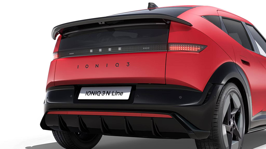 Lähikuvassa Hyundai IONIQ 3 N Line:n takadiffuusori